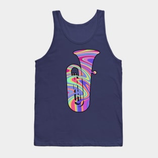 Tuba Silhouette: Colorful Swirl Tank Top